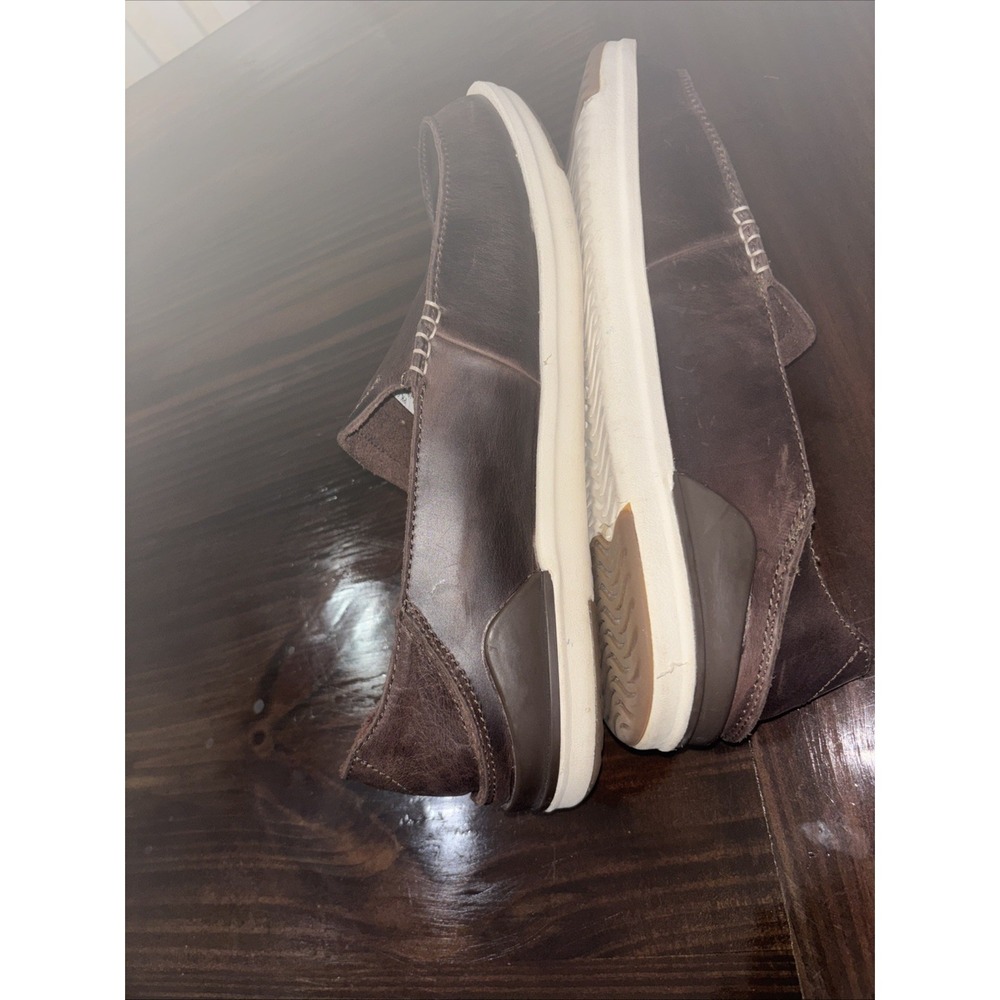 OluKai Kakahu Slip On Shoes Mens 11 Leather Brown Loafers Boat - Picture 7 of 12
